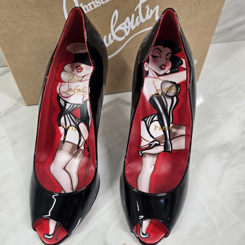 🔥Limited Edition🔥Christian Louboutin Black Peep-Toe Heels - Picture 3 of 13